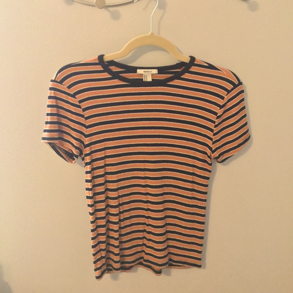 Black and orange striped t shirt Forever 21